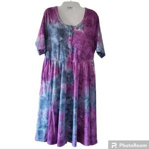 Torrid purple and blue tie dye Jersey raglan skater dress sz2